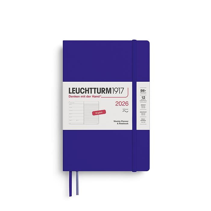 Leuchtturm1917 Çanta Boy (A6+) 12 Aylık Ajanda ve Not Defteri (Çizgili) 2026 Yumuşak Kapak, İngilizce, Ink Mavi 372691