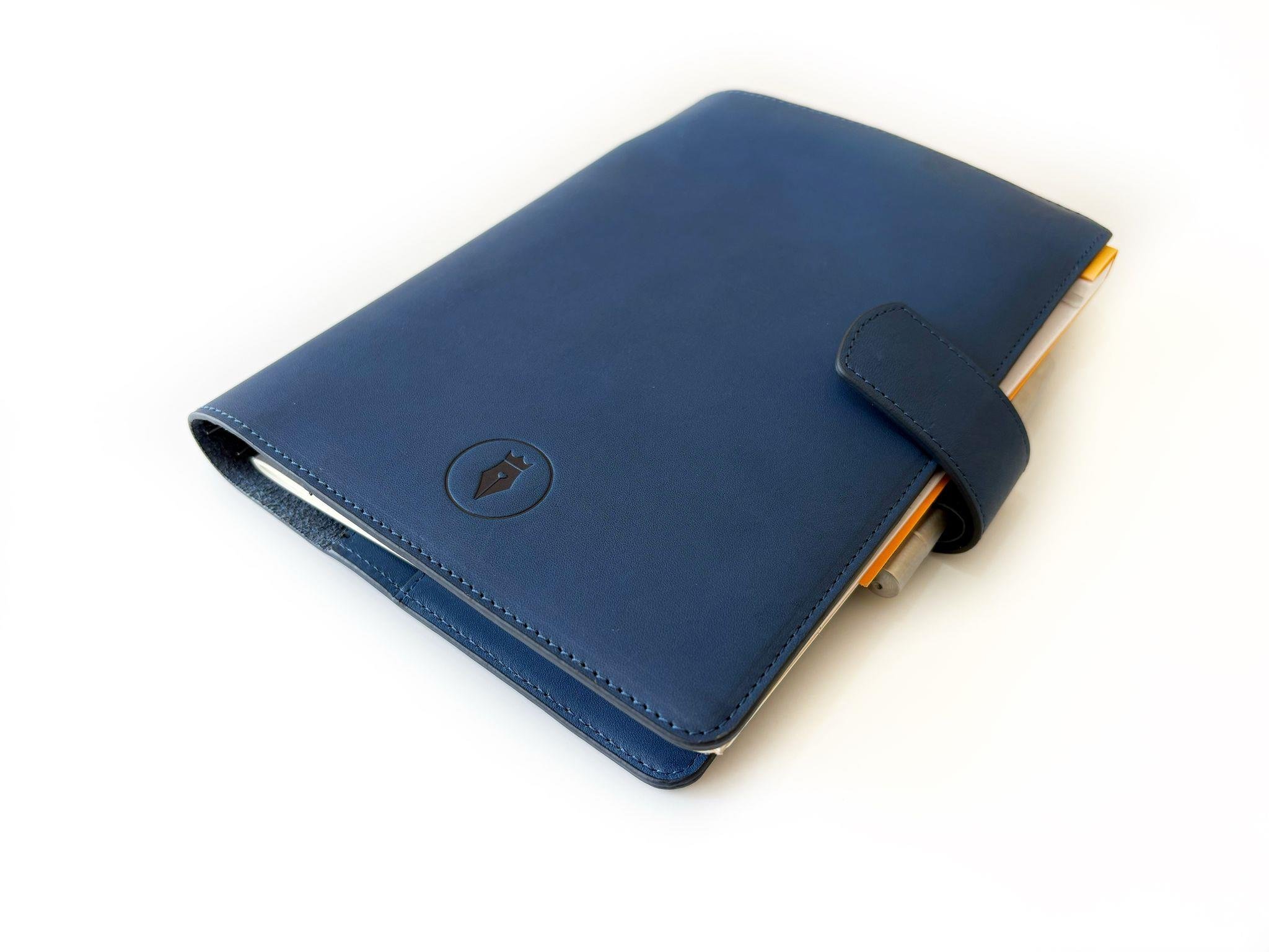 Eng Leather A5 Ebatlı Deri Defter Kılıfı ve Organizer Navy