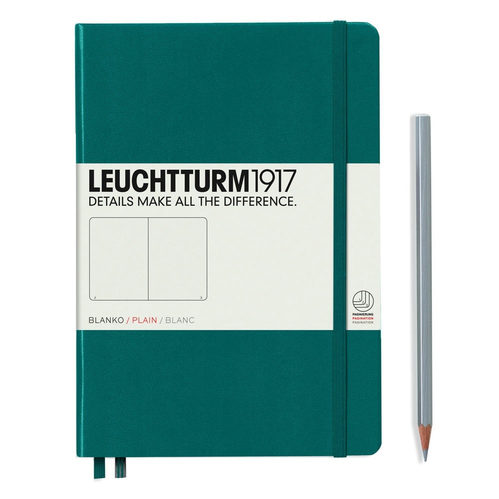Leuchtturm1917 Not Defteri Orta Boy (A5), Sert Kapak, 251 Numaralandırılmış Sayfa, Düz, Pacific Green 359698
