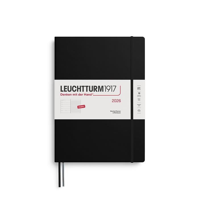 Leuchtturm1917 Master Boy (A4+) 12 Aylık Ajanda ve Not Defteri (Çizgili) 2026 Sert Kapak, İngilizce, Siyah 372640
