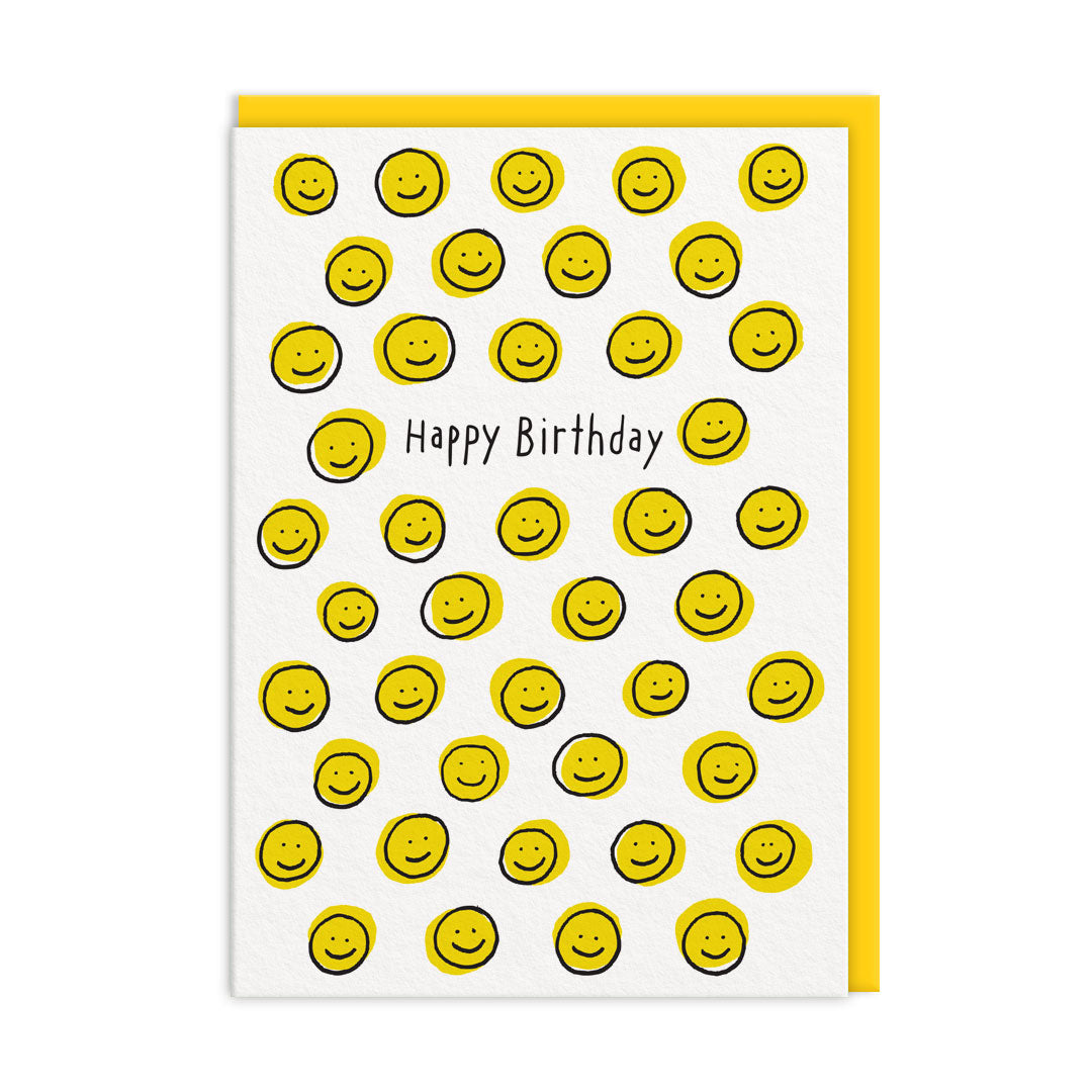 Ohh Deer Ashkahn Tasarımı A6 Kartpostal HBD Yellow Smiley 11160