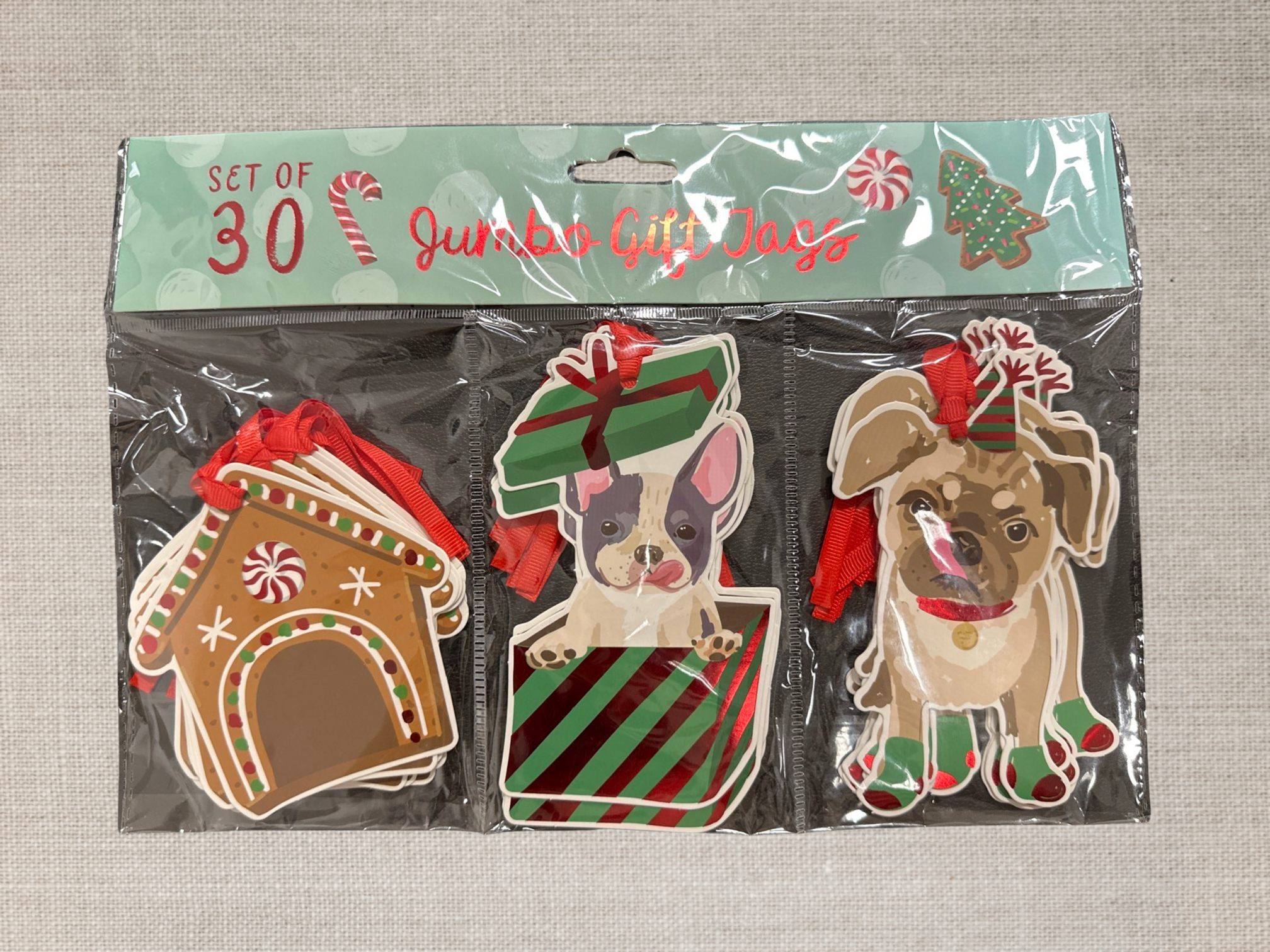 New Year Cute Dog & Cookie House Jumbo Gift Tag 30'lu Paket