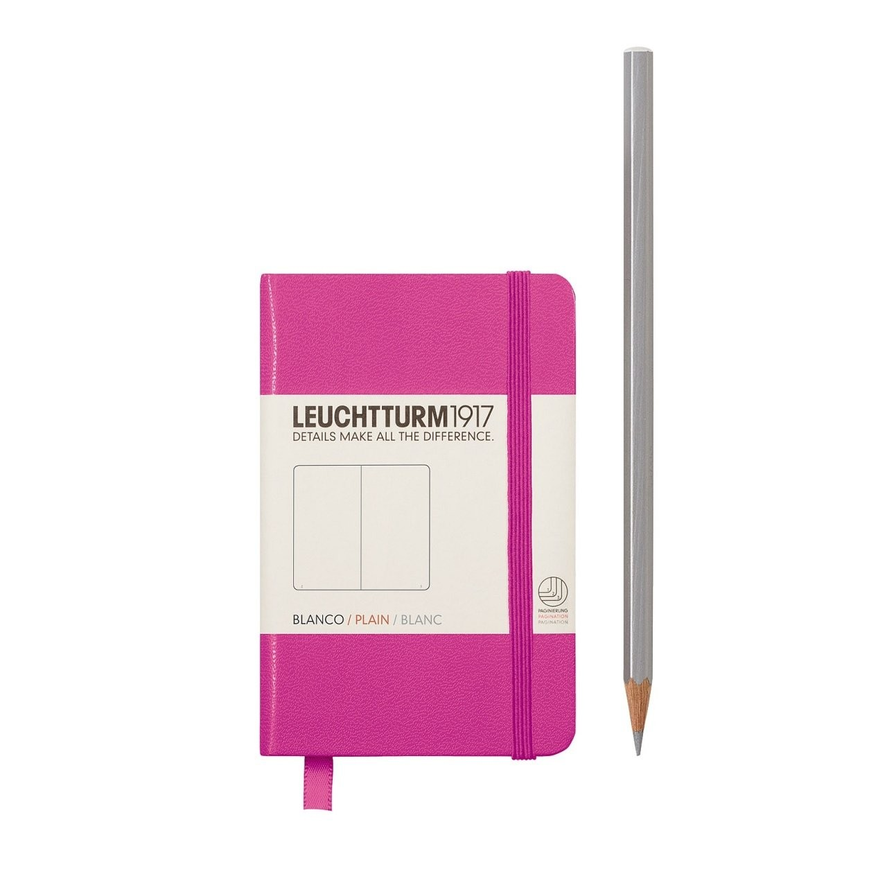 Leuchtturm1917 Not Defteri Mini Boy (A7), Sert Kapak, Düz, Pembe