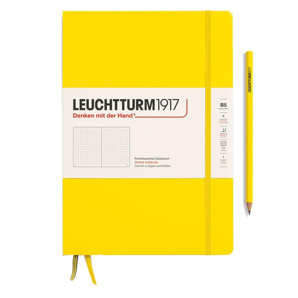 Leuchtturm1917 Composition Notebook, B5, Sert Kapak, 219 Sayfa Not Defteri, Noktalı, Lemon 366169