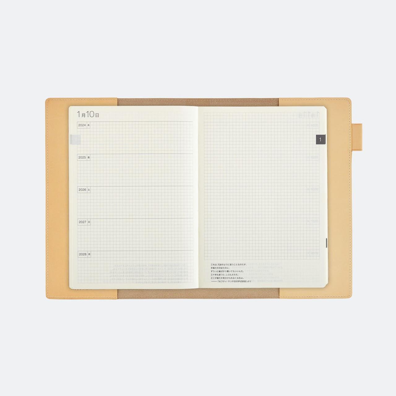 Hobonichi 5-Year Book Cover - A5 Cousin, Deri Defter Kılıfı,  Leather Natural