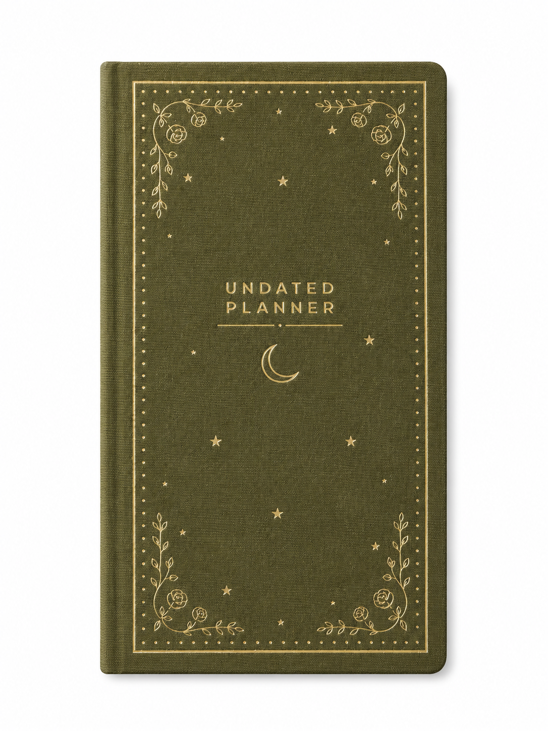 Nova Crafts Keten Yaldız Kapak Planlayıcı 10x20.5 cm. 90 gr. Ivory 224 sy. Yaldız Kenar, Green