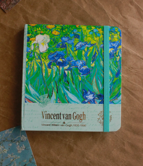 Nova Crafts Van Gogh İris Çiçekleri Yaldızlı Kare Lastikli Tarihsiz Ajanda
