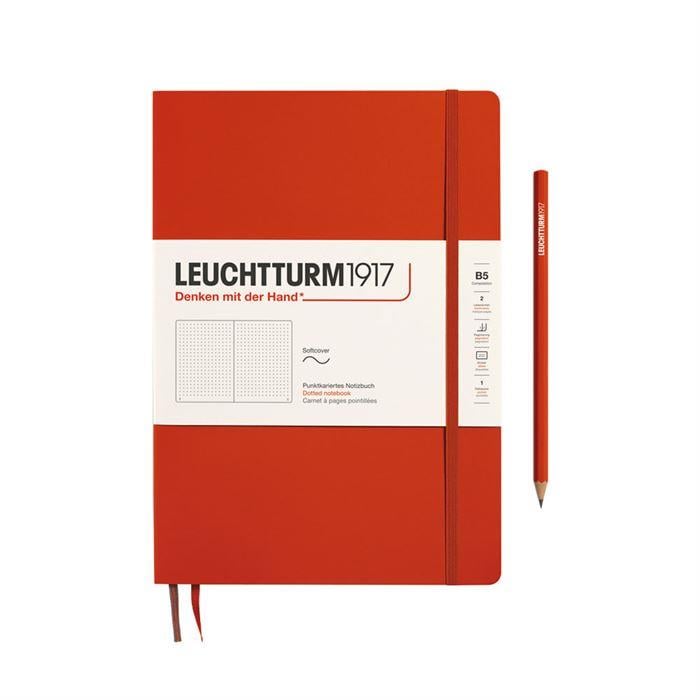 Leuchtturm1917 Composition Notebook, B5, Yumuşak Kapak, 123 Sayfa Not Defteri, Noktalı, Fox Red 370306