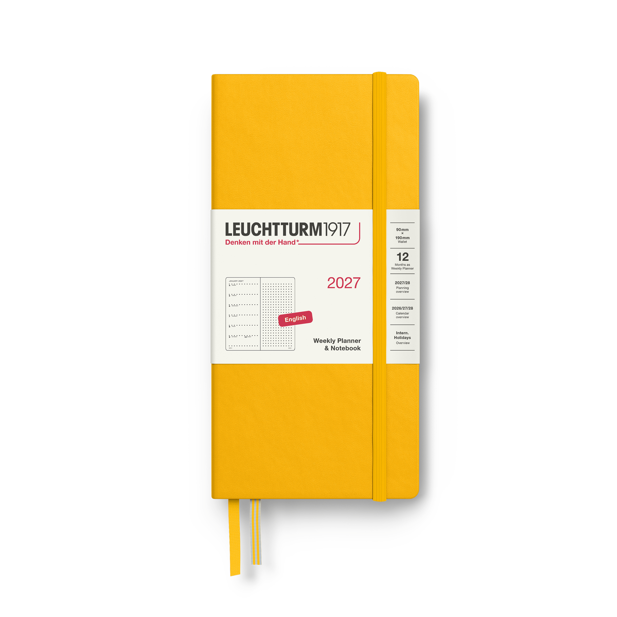 Leuchtturm1917 Planner 2027 - 12M Haftalık Planner & Notebook Noktalı Wallet B6 X A6  2027 İngilizce Sunflower 400266