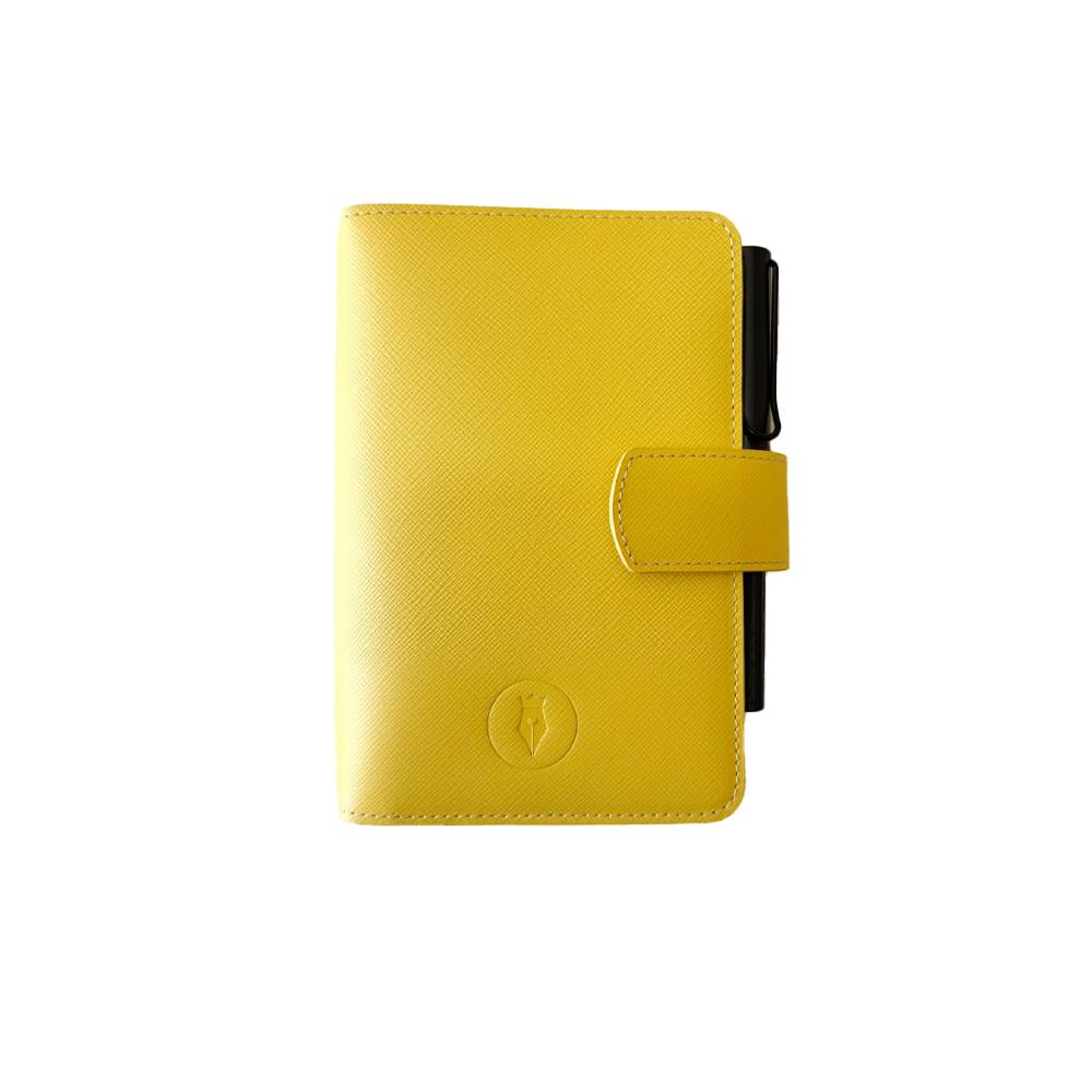 Eng Leather Saffiano Deri Koleksiyonu  A6 Defter & Kalem Çantası Bright Yellow