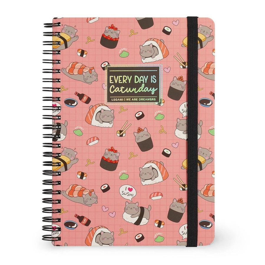 Legami Çizgili Spiral Ciltli Defter - Max - Sushi Kedi