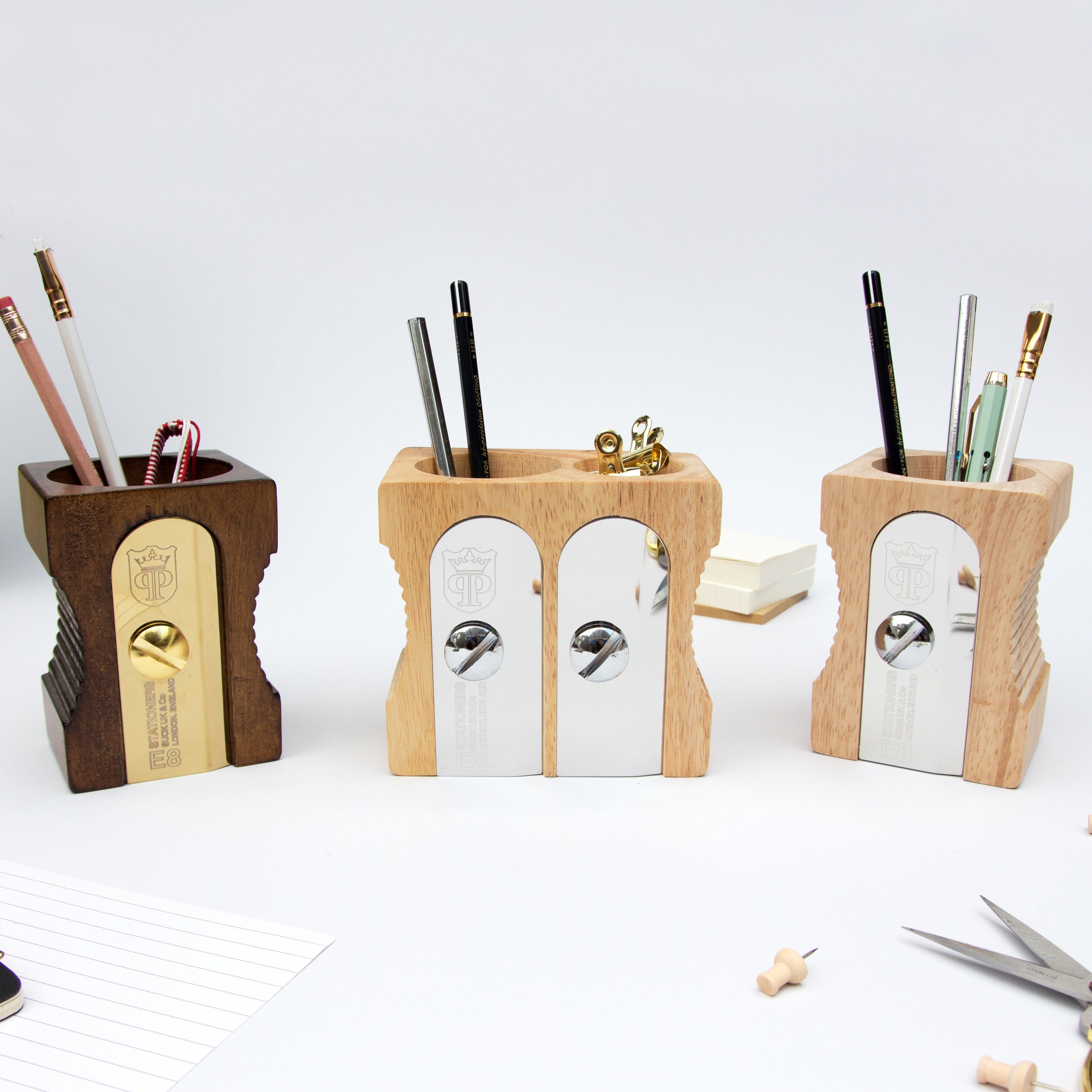 Suck Uk Sharpener Desk Tidy  Kalemtraş Şeklinde Ahşap Kalemlik - 2'li