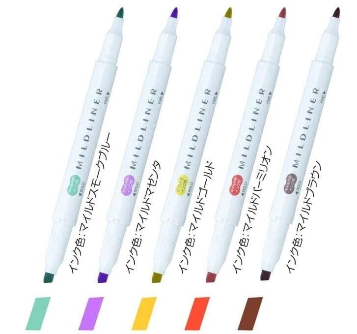 Zebra Mildliner Çift Taraflı Fırça Uçlu Işaretleme Kalemi 5li Set  5C-RC-N SET