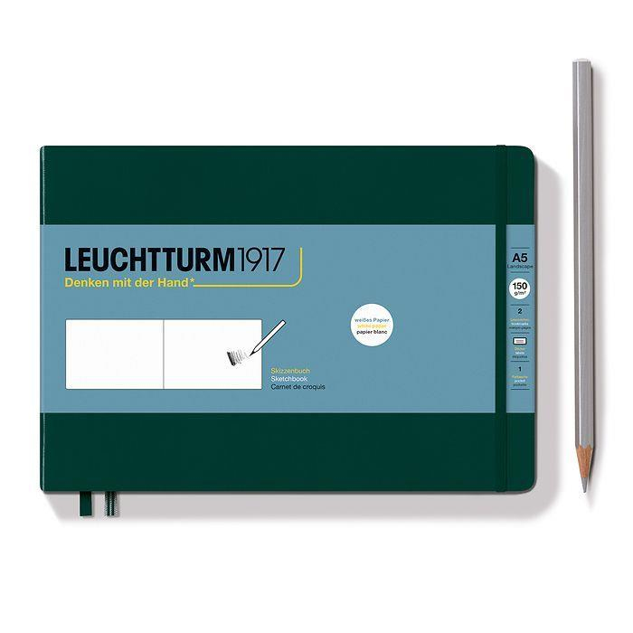 Leuchtturm1917 Sketchbook  Landscape Medium A5 112 pages 210 x 145 mm Forest Green 370358