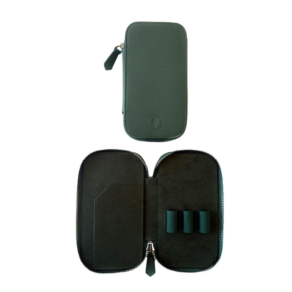 Eng Leather Saffiano Deri Koleksiyonu 3'lü Kalem Çantası Emerald