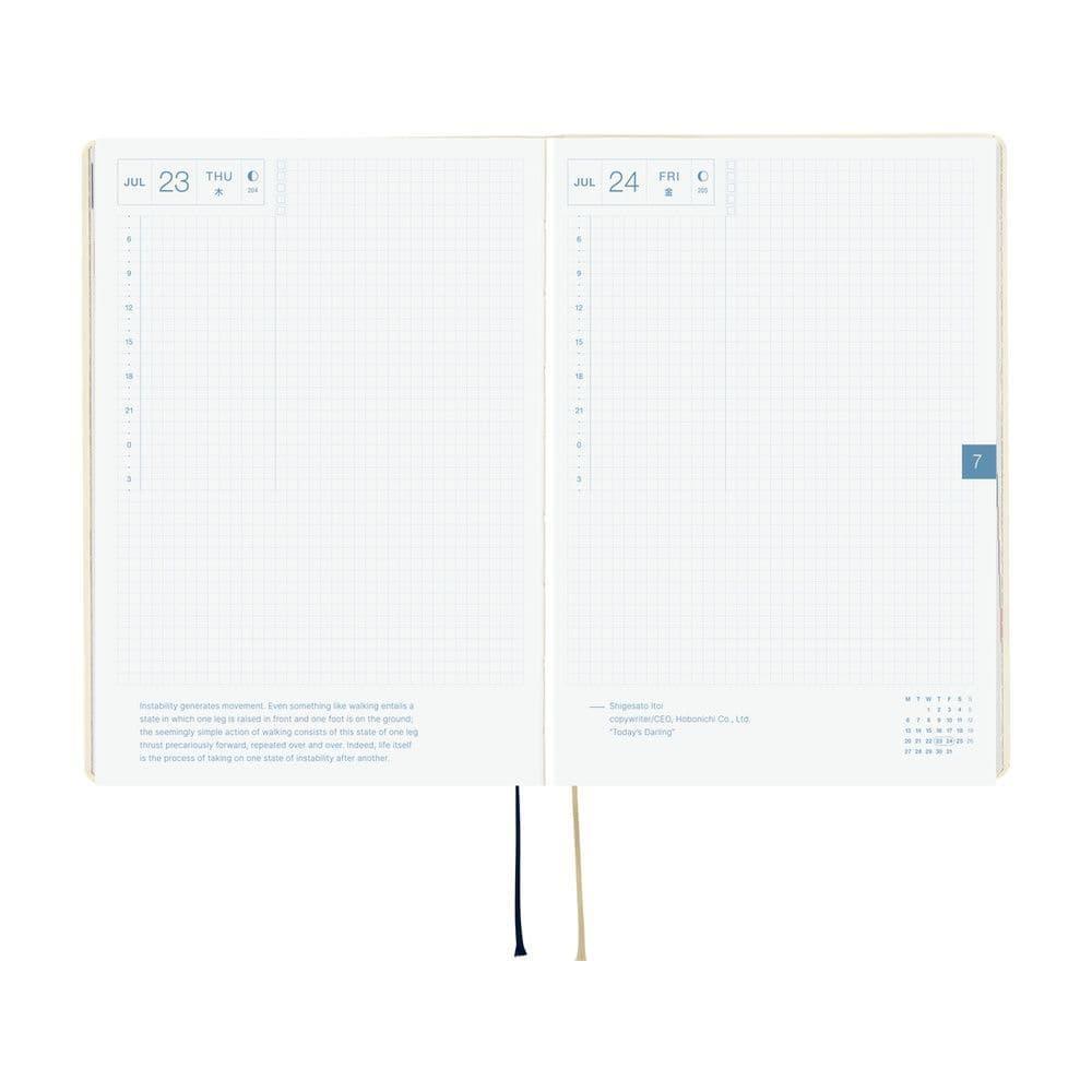 Hobonichi  Ajanda Techo HON - A5 English - Slash (Ivory) - 2026 Jan Start