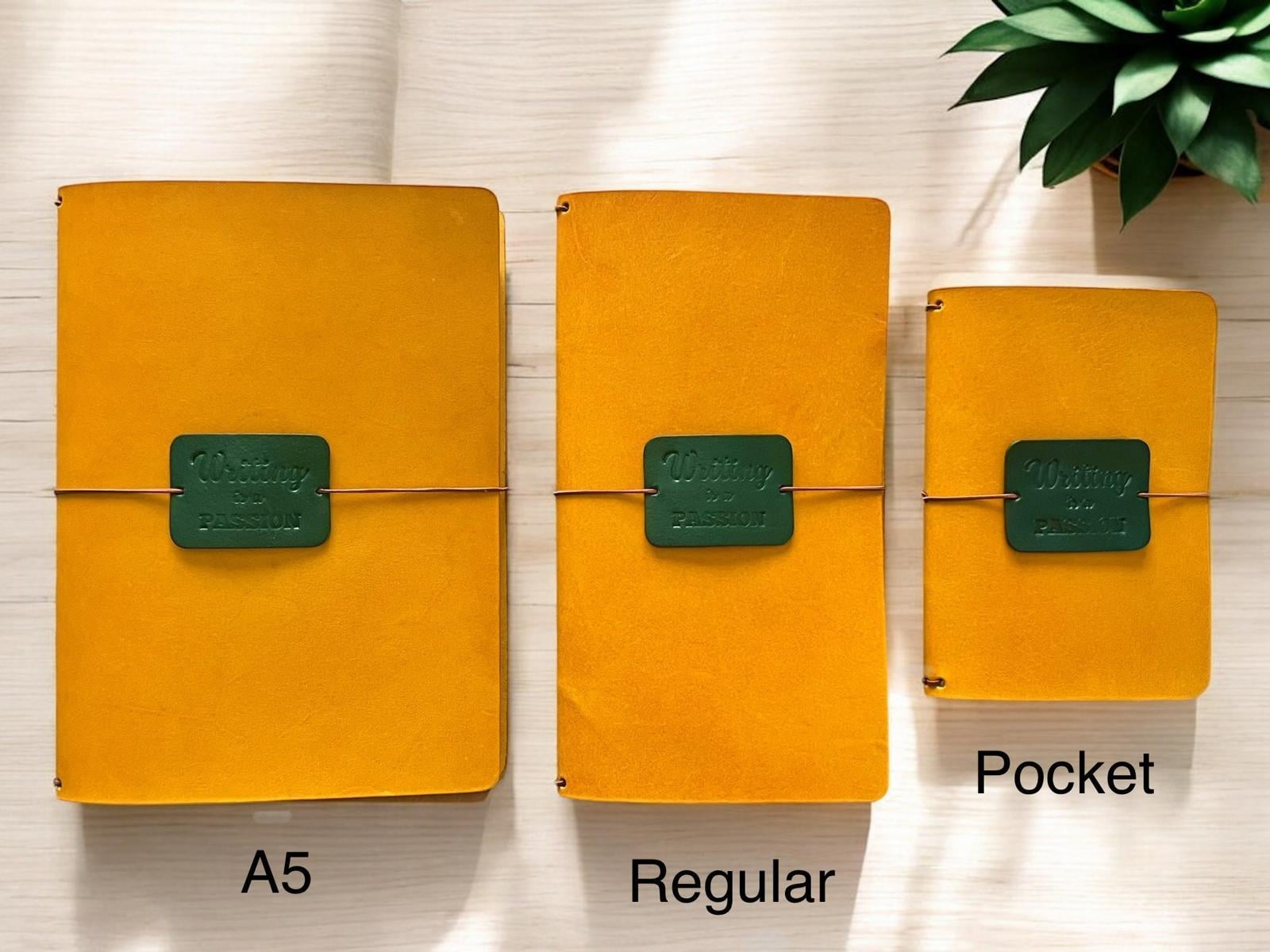 Aegean  Leather Pasaport Size Deri Defter Kılıfı Sarı