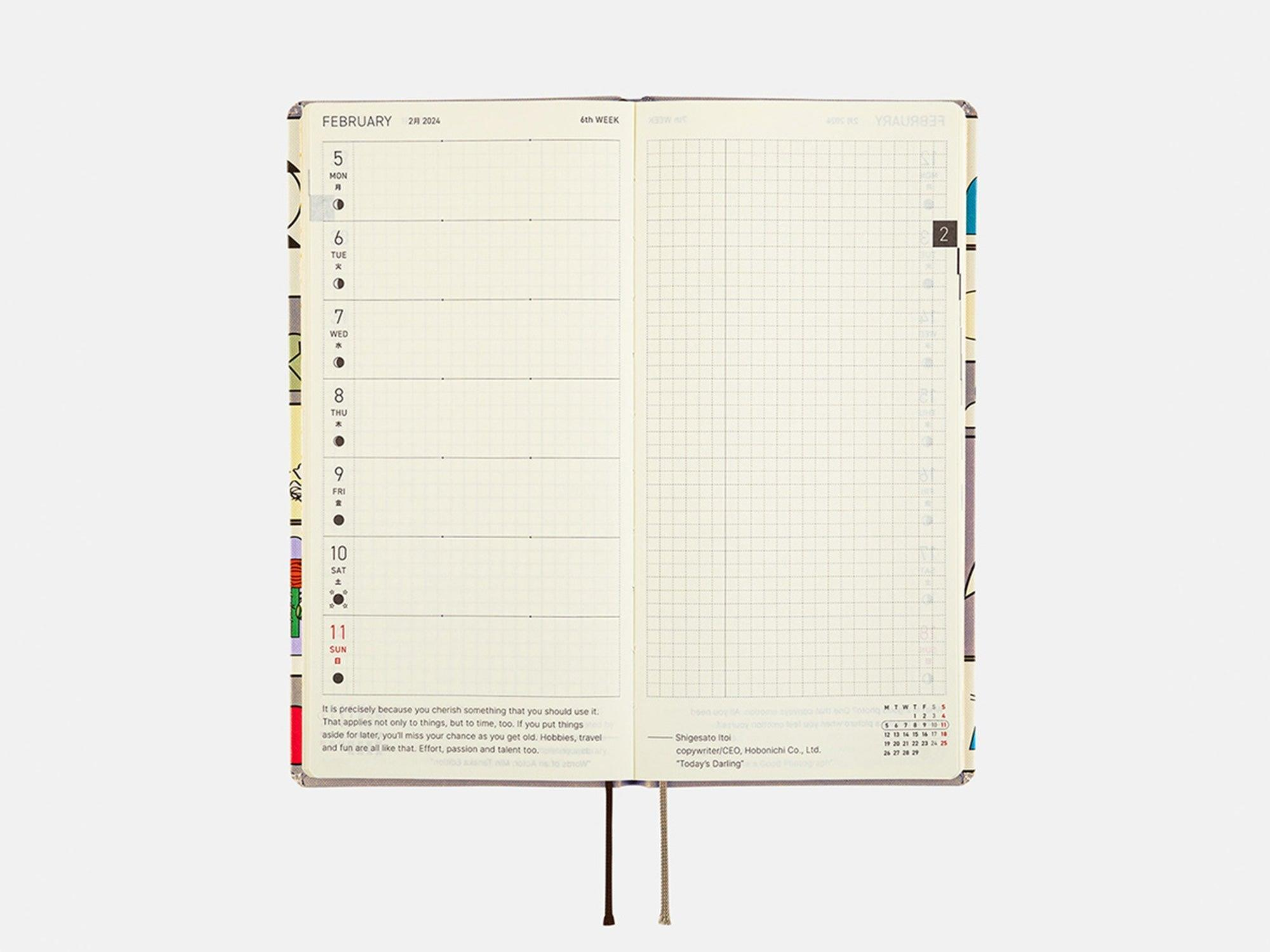 Hobonichi Weeks Japanese Version 2024 Jan. Start Tomomi Nishikawa Hanafi Set