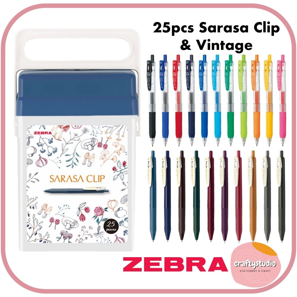 Zebra Sarasa 0.5mm Z BOX 25'li Jel Kalem Seti Plastik Çantalı Set / JJ15-25C-ZBOX 