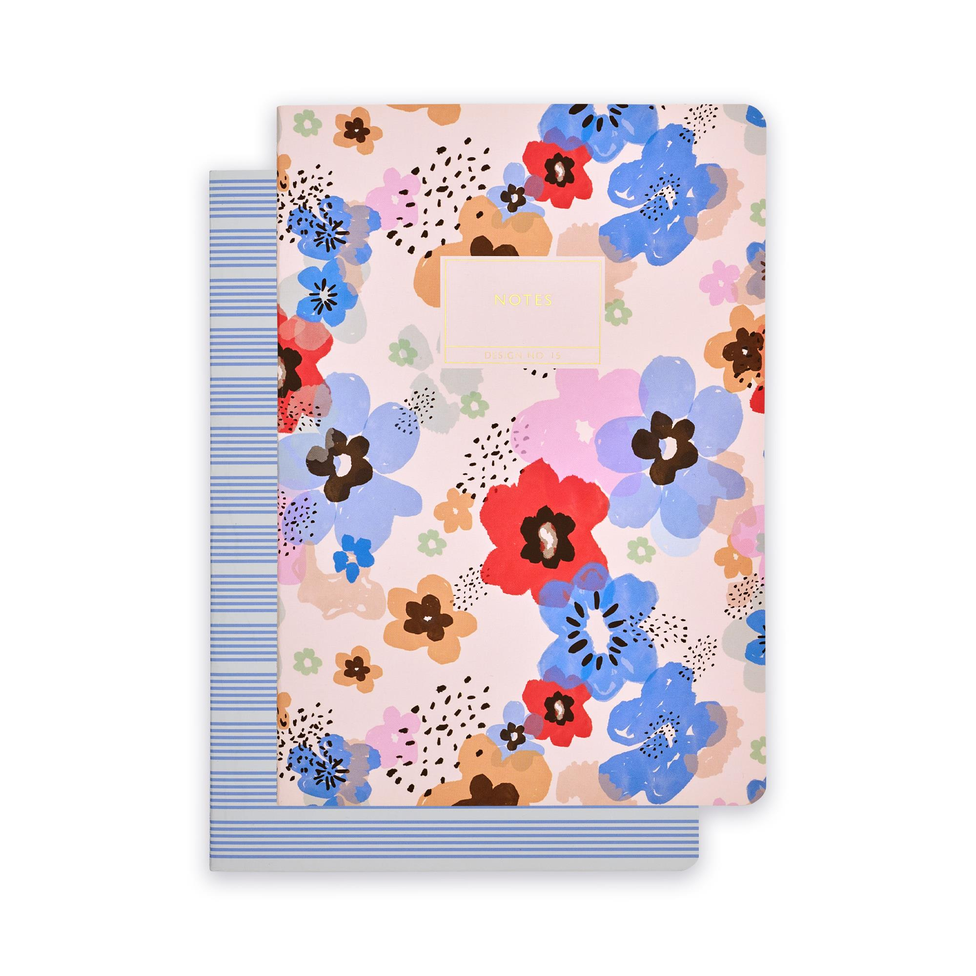 EPISODE MODERN FLORALS ANEMONE & STRIPE SET OF 2 B5 NOTEBOOKS