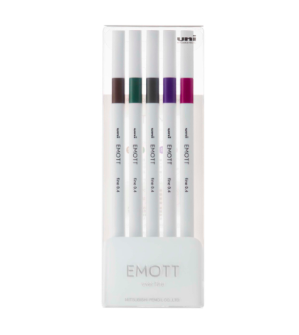 Uni Emott 0.4 mm Fine Akrilik Uçlu Kalem 5li Koyu Tonlar