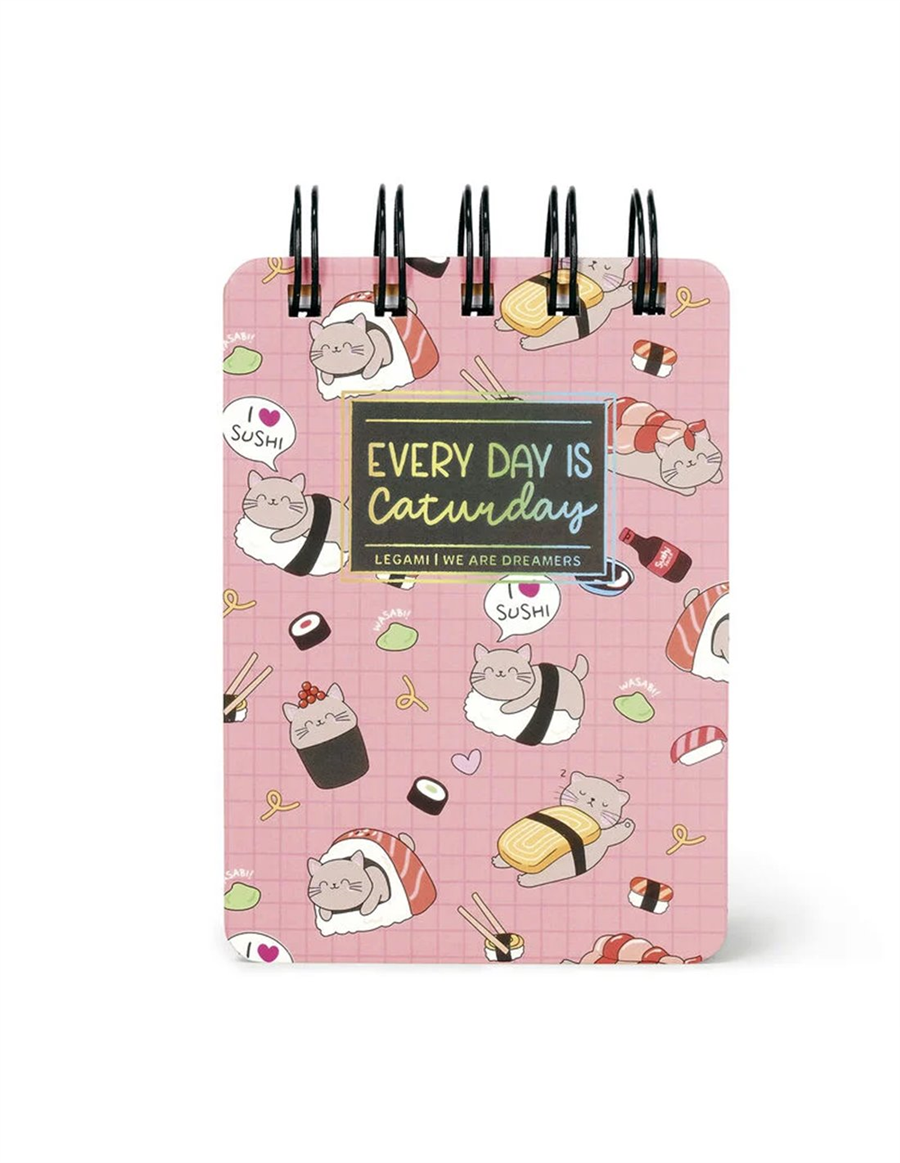 Legami Çizgili Spiral Ciltli Defter - Mini - Sushi Kedi