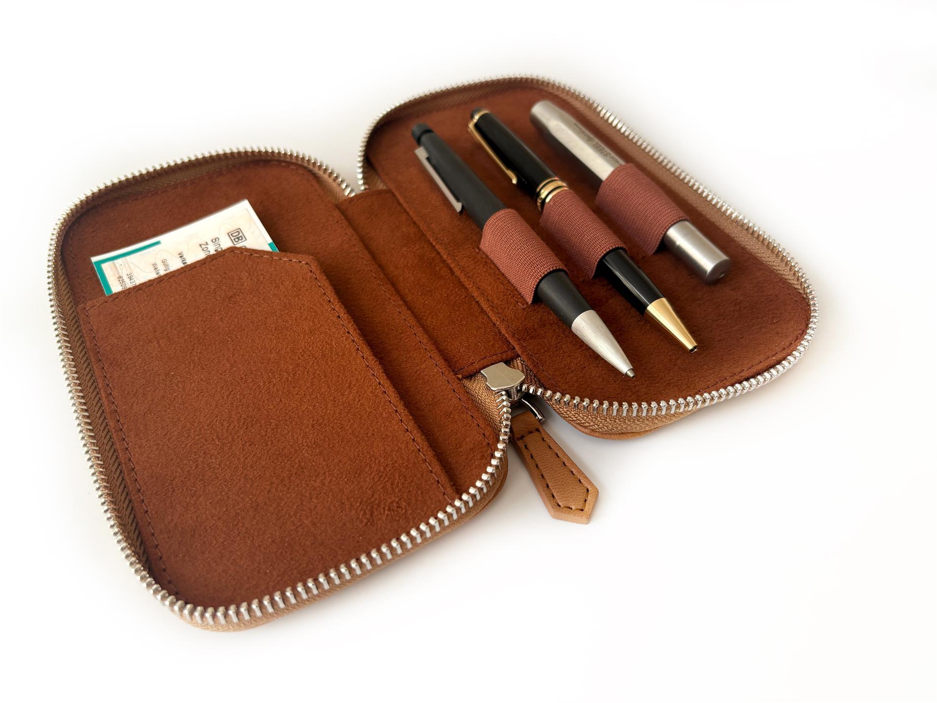 Eng Leather Vegan Apple Skin 3'lü Kalem Sahra Dark