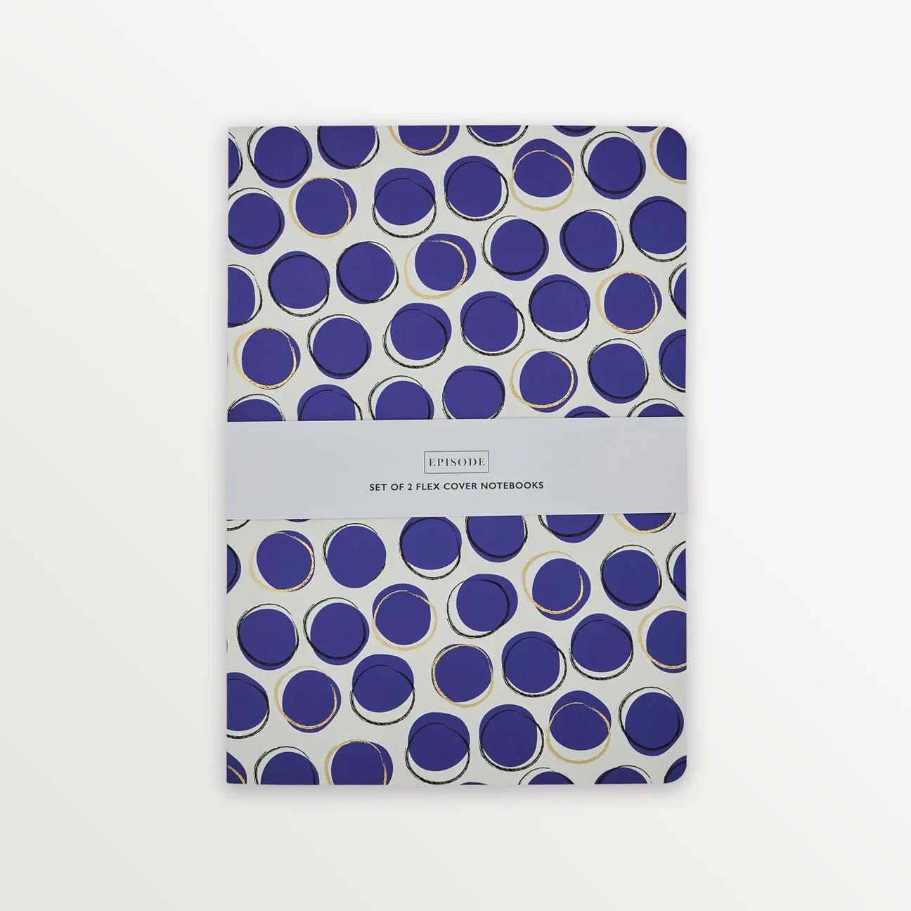 EPISODE DOTTY NAVY POLKA & BROAD STRIPE SET OF 2 B5 NOTEBOOKS