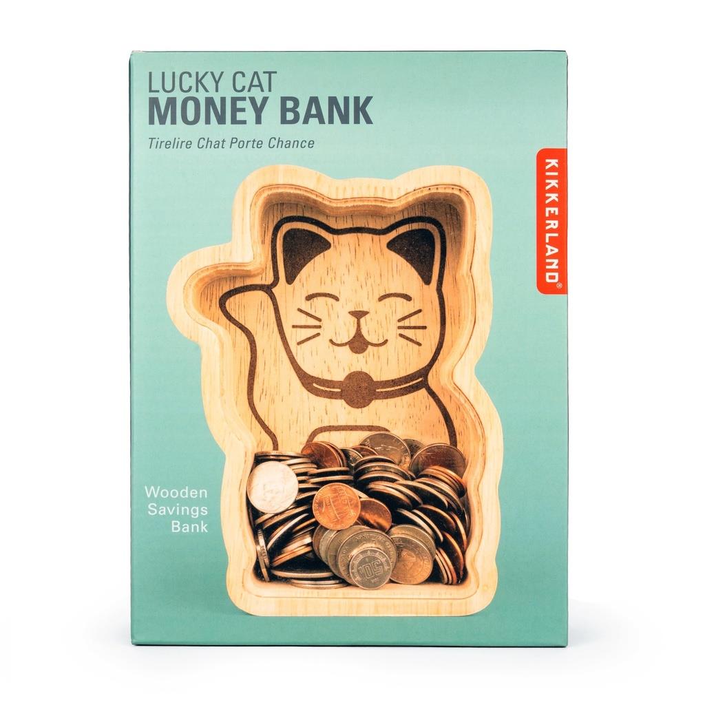 Kikkerland Maneki Neko Luck Cat Şanslı Kedi Ahşap Kumbara