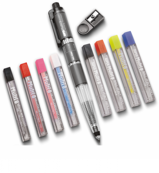 Pentel Pencil Lead Holder and Lead Set, Multi 8 Set 2.0 mm Kalem, Kalemtraş ve 8 Adet Uç Classical Colors
