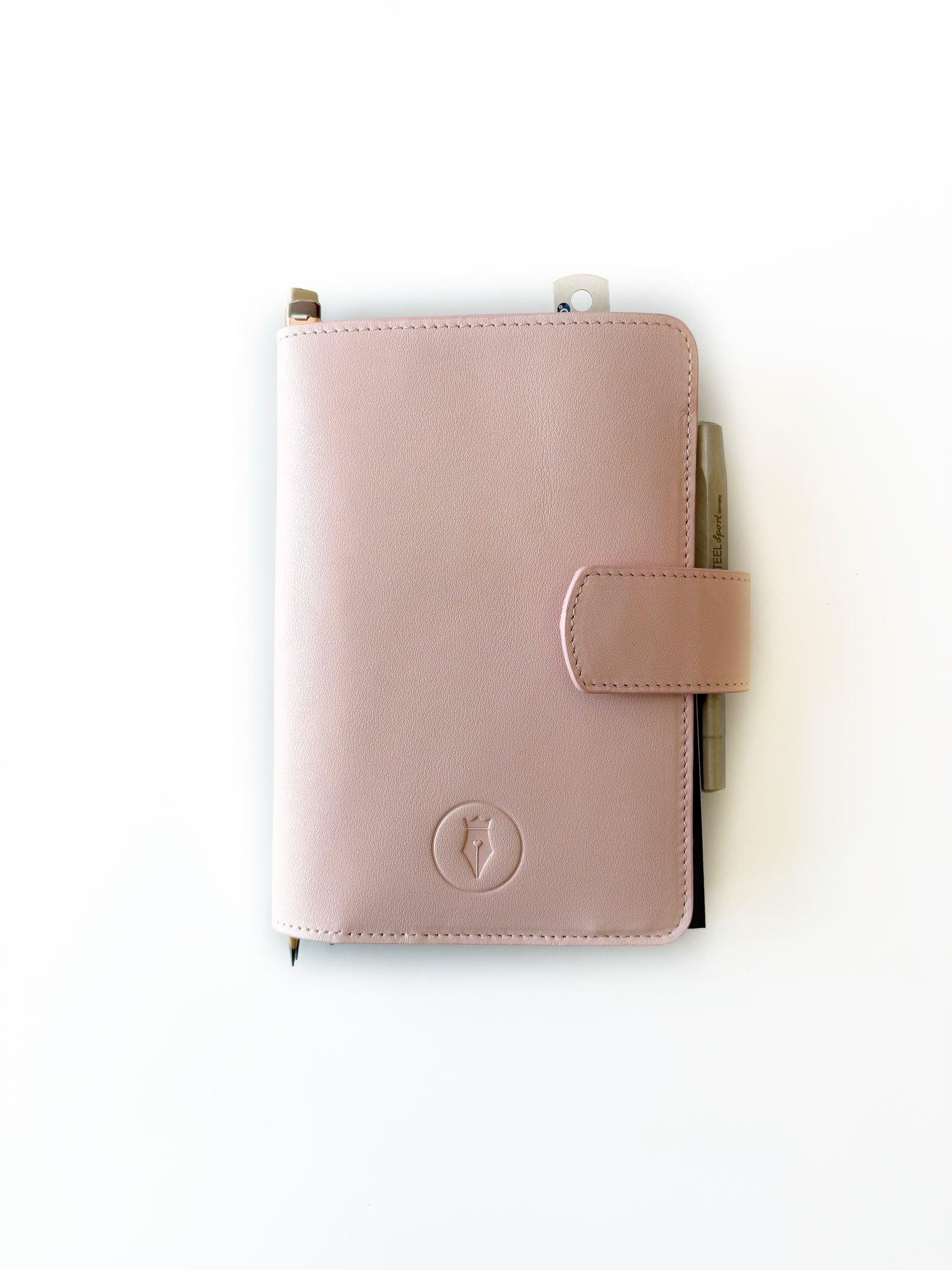 Eng Leather A6 Ebatlı Deri Defter Kılıfı ve Organizer - Baby Pink