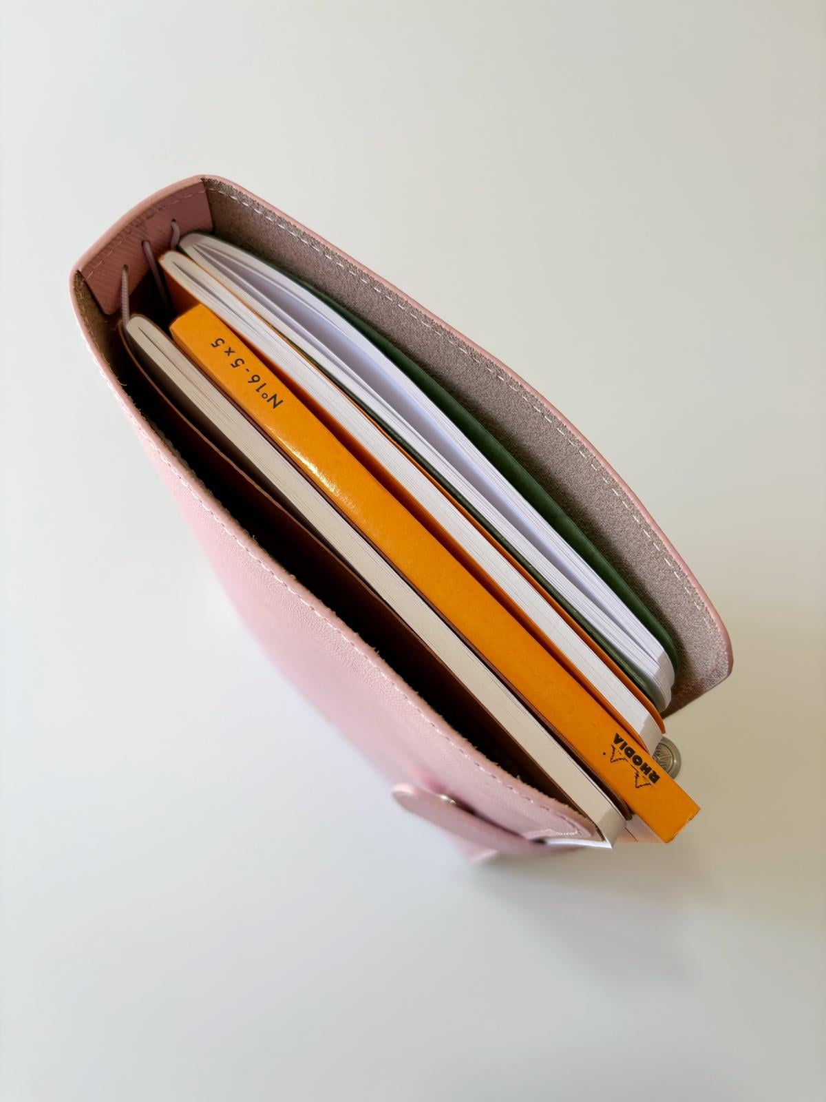 Eng Leather Saffiano Deri Koleksiyonu  A5  Defter & Kalem Çantası  Pearl Pink