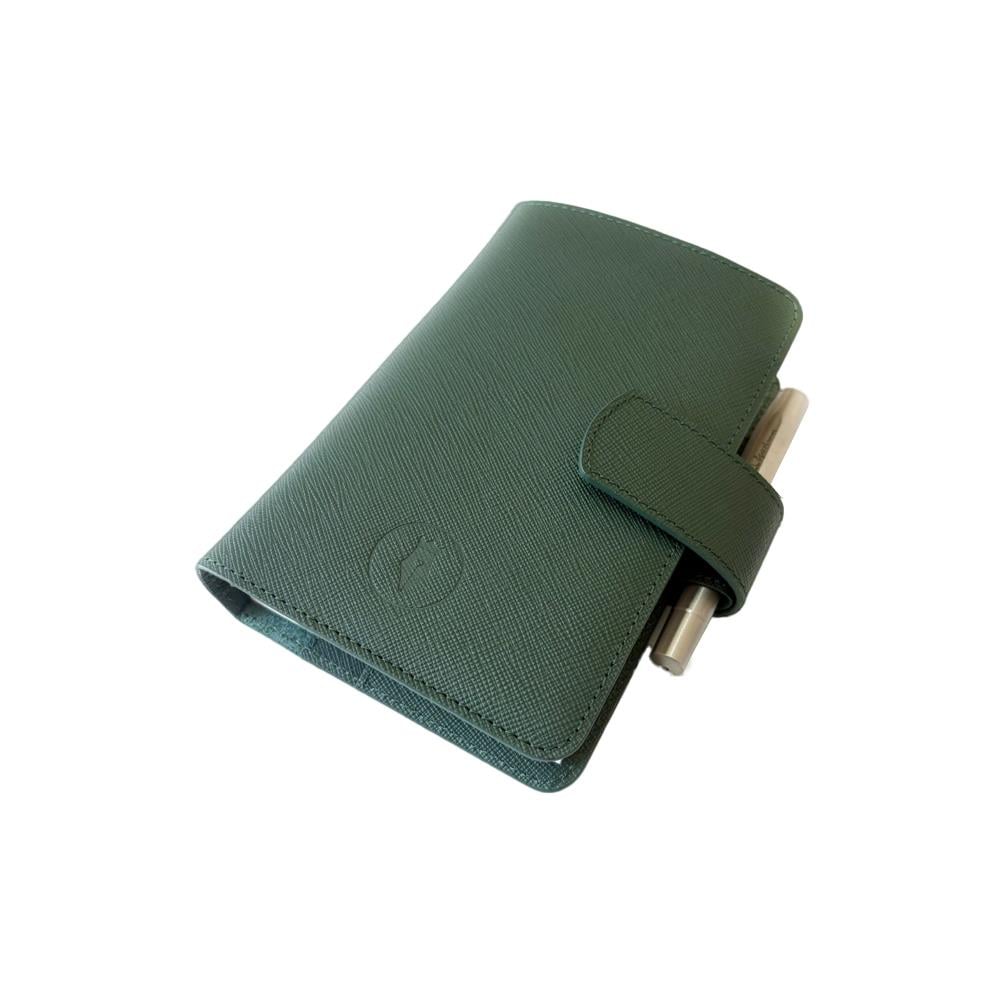 Eng Leather Saffiano Deri Koleksiyonu  A6 Defter & Kalem Çantası  Emerald