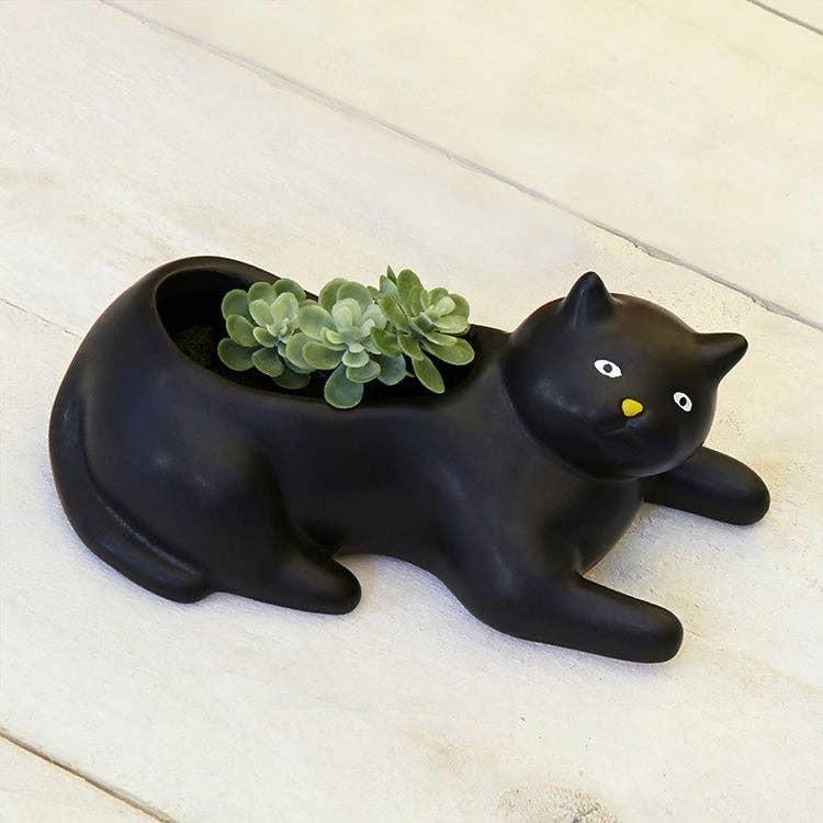 Kikkerland Cosmo The Black Cat Planter Vazo