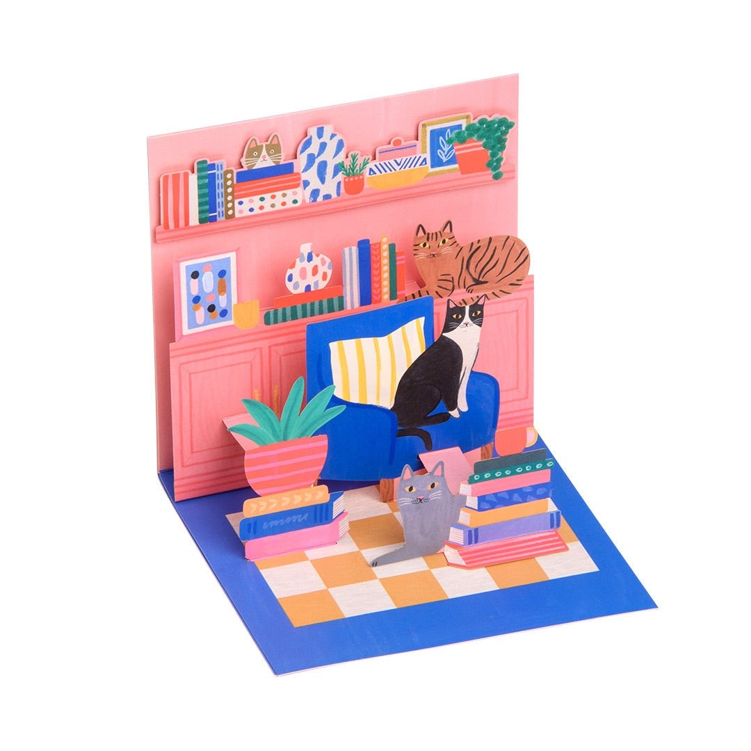 Ohh Deer Imogen Harper Tasarımı Pop-up Kartpostal Cat Book Nook 13006