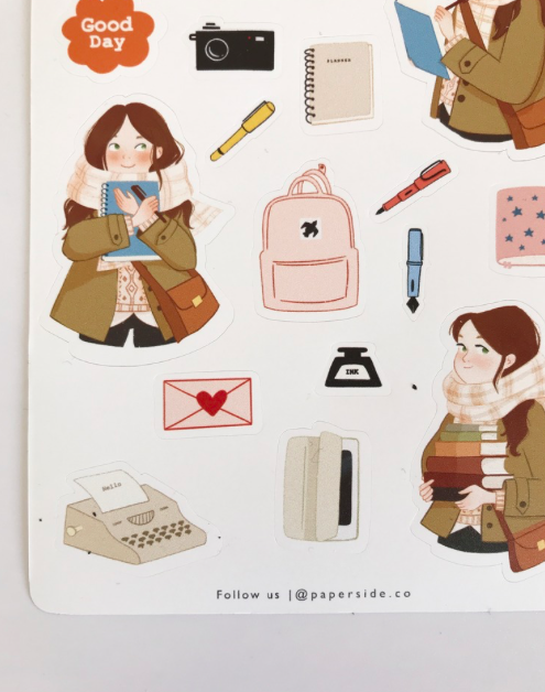 Writing & Studying Temalı Beyaz Ajanda Defter Planlayıcı Etiket Seti 
