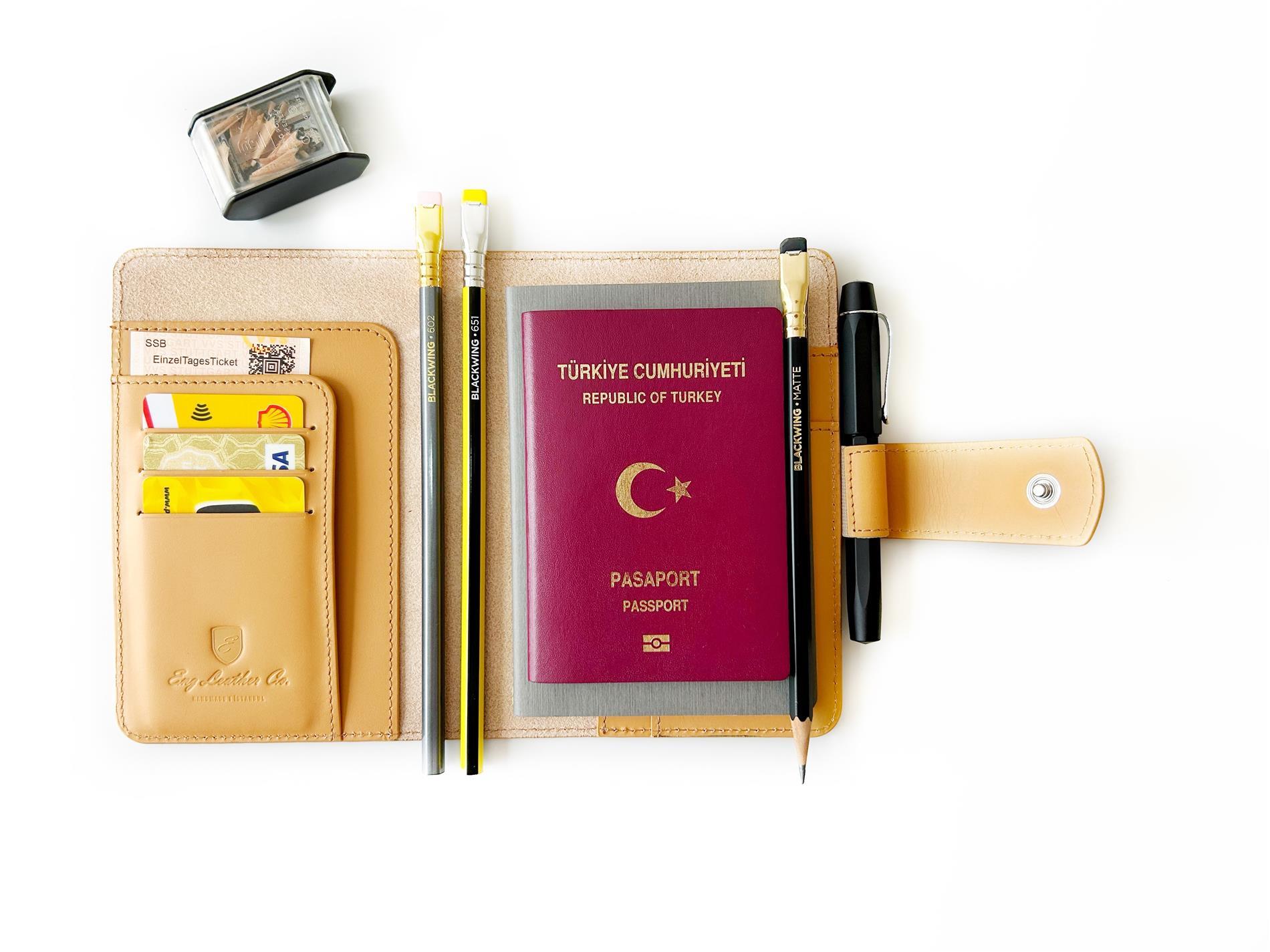 Eng Leather Aged Natural A6 Ebatlı Deri Defter Kılıfı ve Organizer