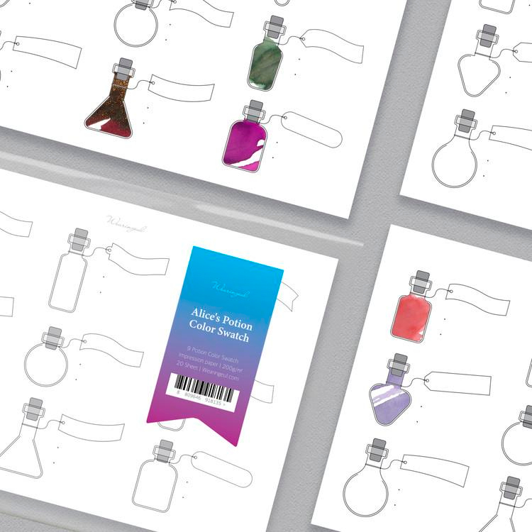 Wearingeul Alice's Potion Ink Color Swatch - Mürekkep Deneme Kağıtları