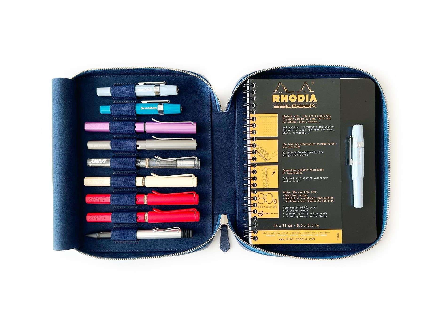 Eng Leather Midnight Blue 9'lu Kalem Kılıfı ve A5 Notluk