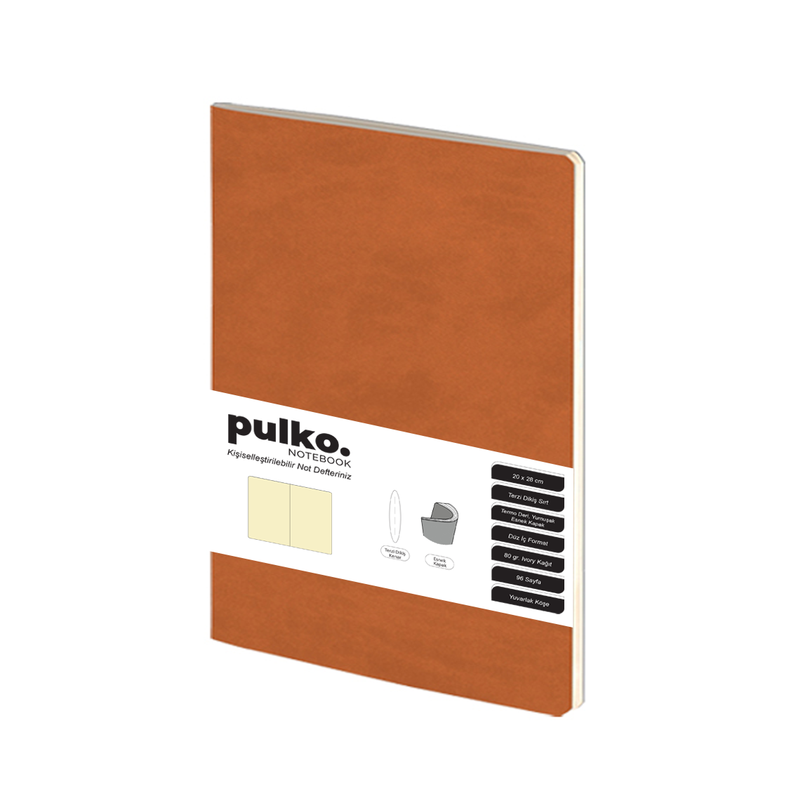 Pulko Terzi Dikiş 20 x 28 cm Çizgisiz 80 gr Ivory Defter Kahverengi