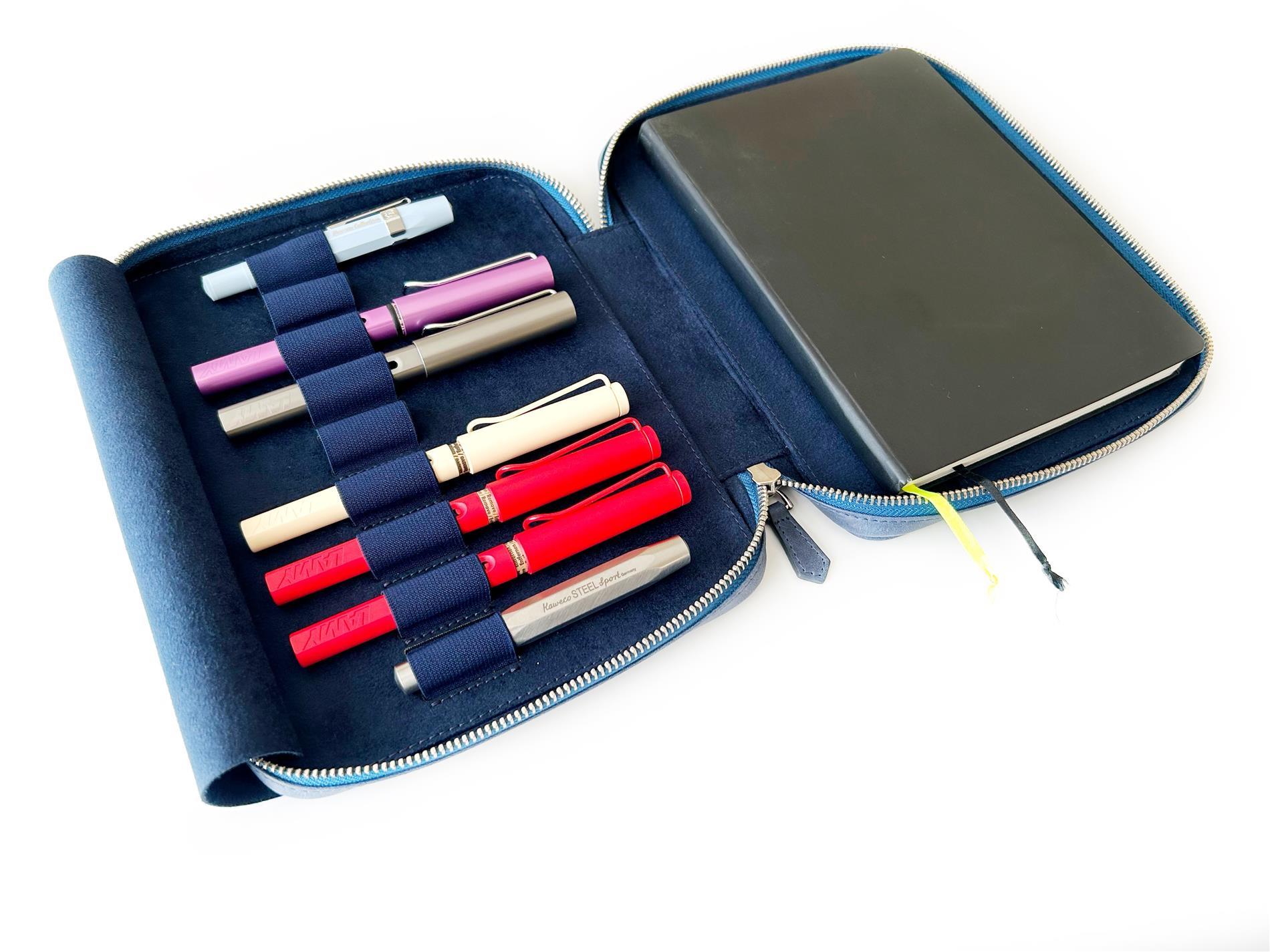 Eng Leather Midnight Blue 9'lu Kalem Kılıfı ve A5 Notluk