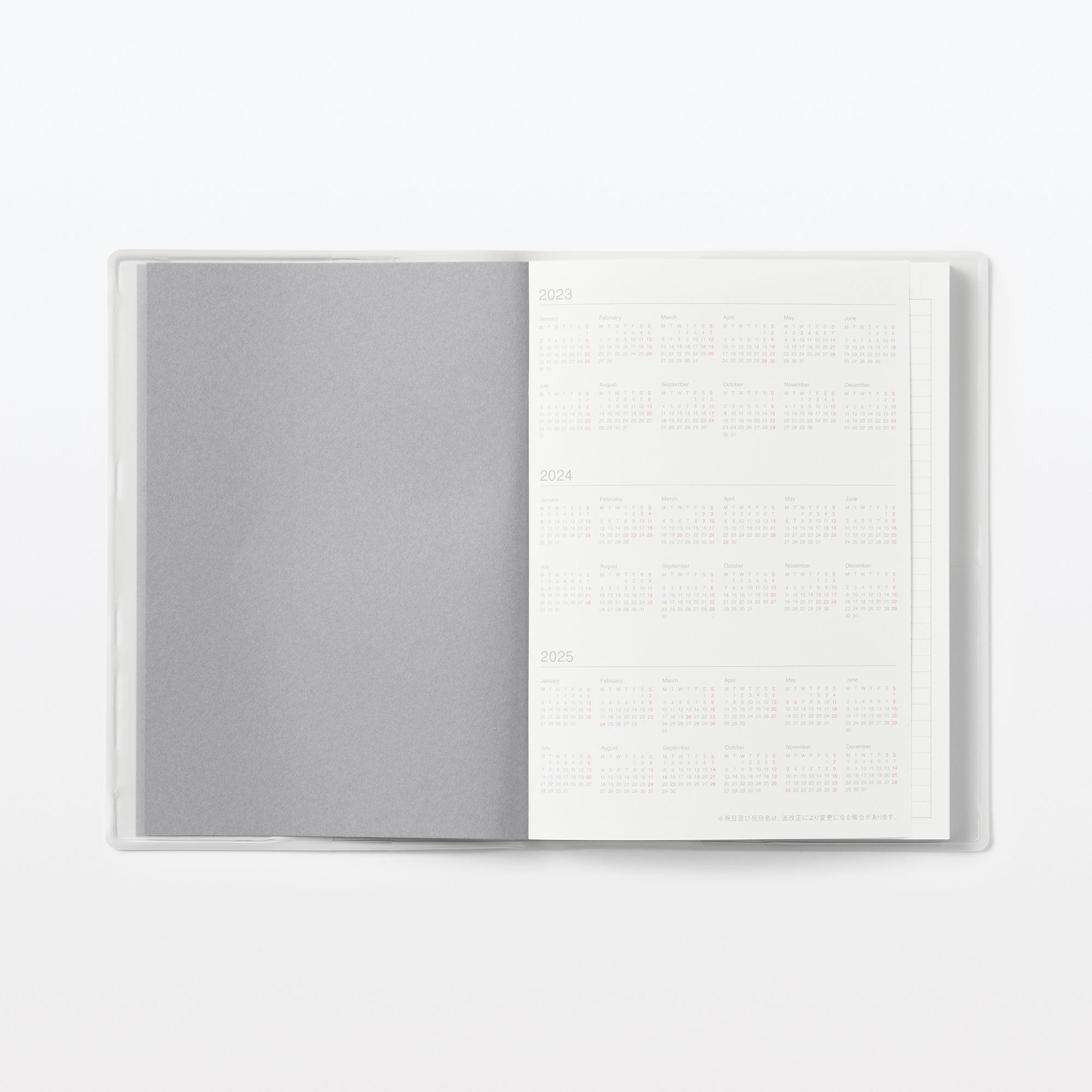 Muji 2024 Monthly/Weekly Planner - Monday Start B6 Ajanda Koyu Gri 