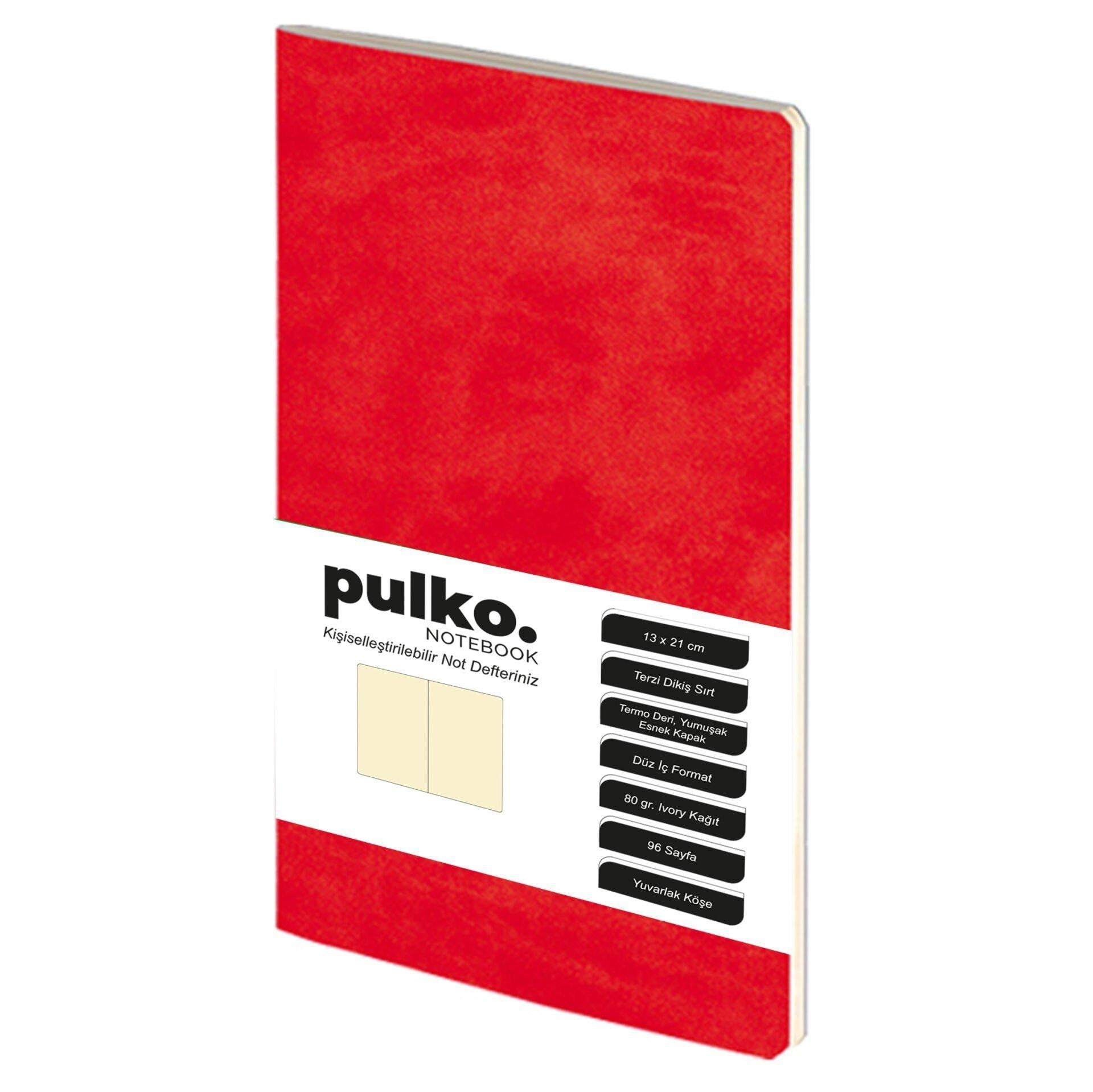 Pulko Terzi Dikiş 13x21 cm Çizgisiz Defter Kırmızı