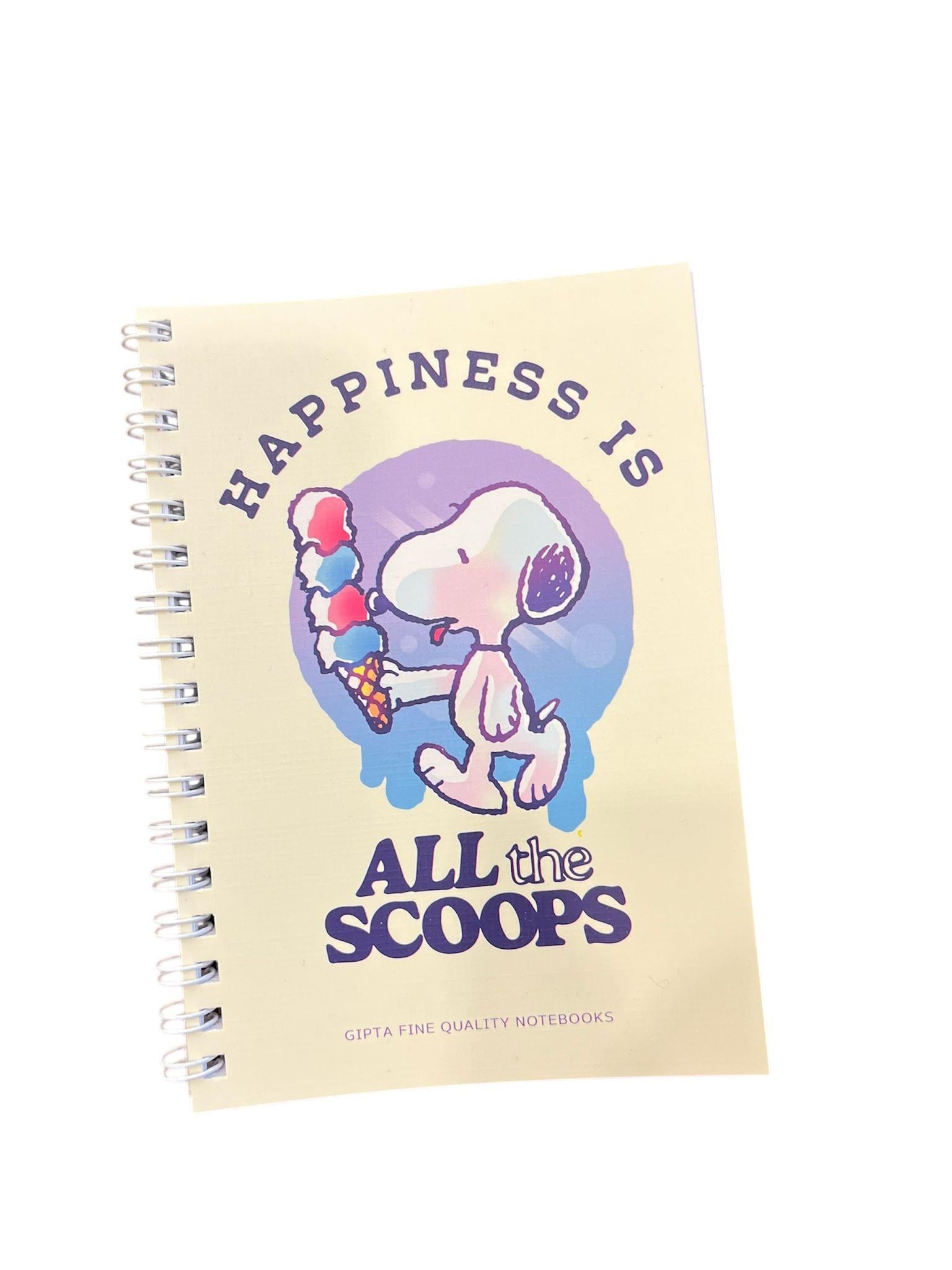 Gıpta 7316 Snoopy Spiralli A6 Karton Kapak Telli Defter 80 Yaprak Çizgili Krem