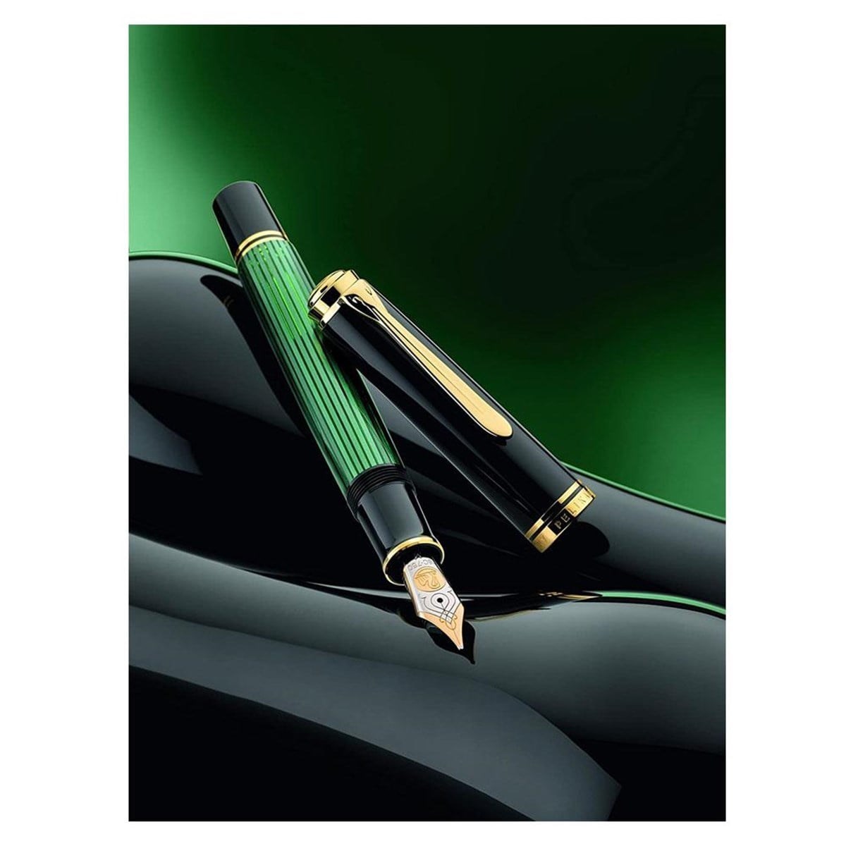Pelikan Souveran Serisi M1000 Black Green Fountain Dolma Kalem EF Uç