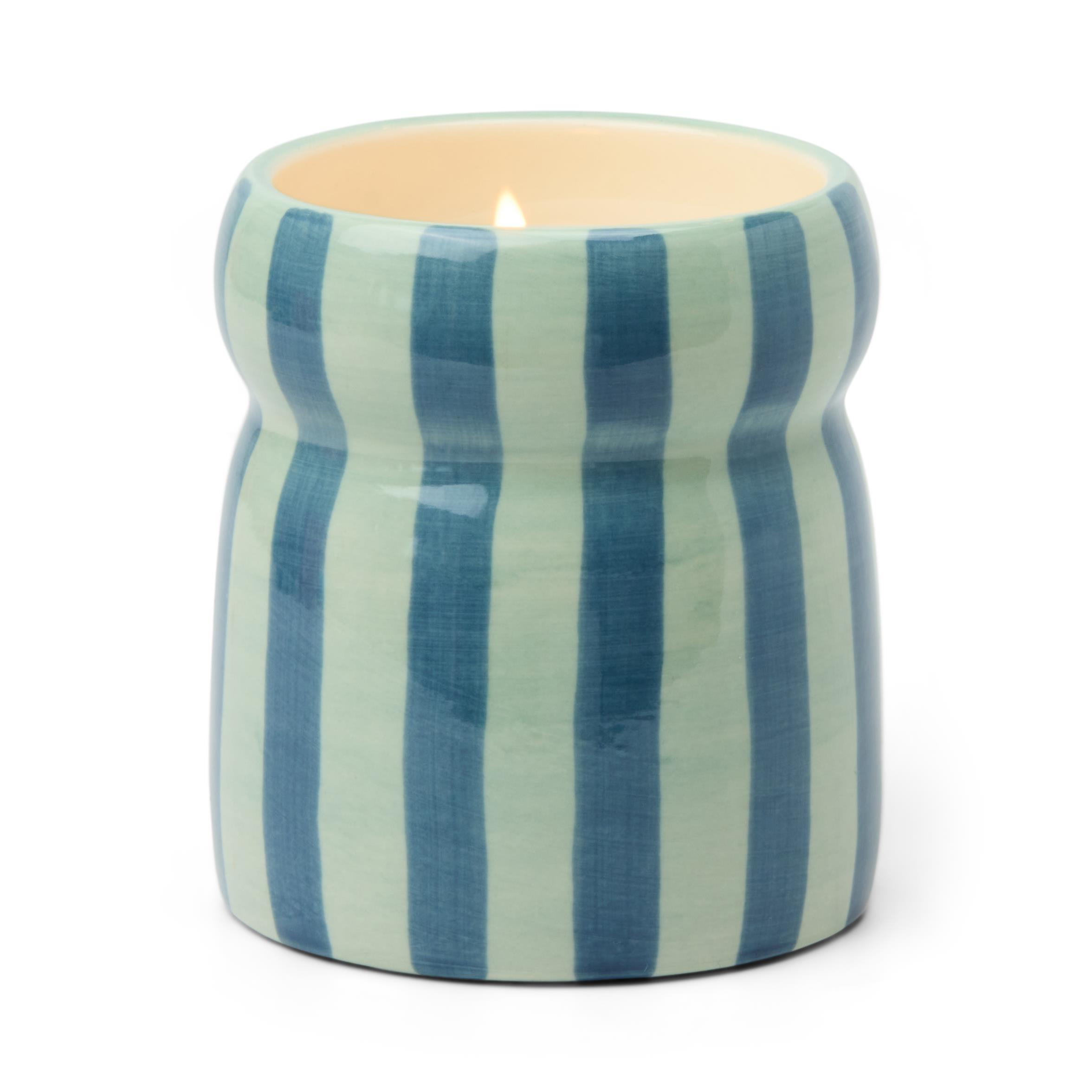 Paddywax Cabana 184g Blue/Navy Striped Warm Cider Seramik Mum