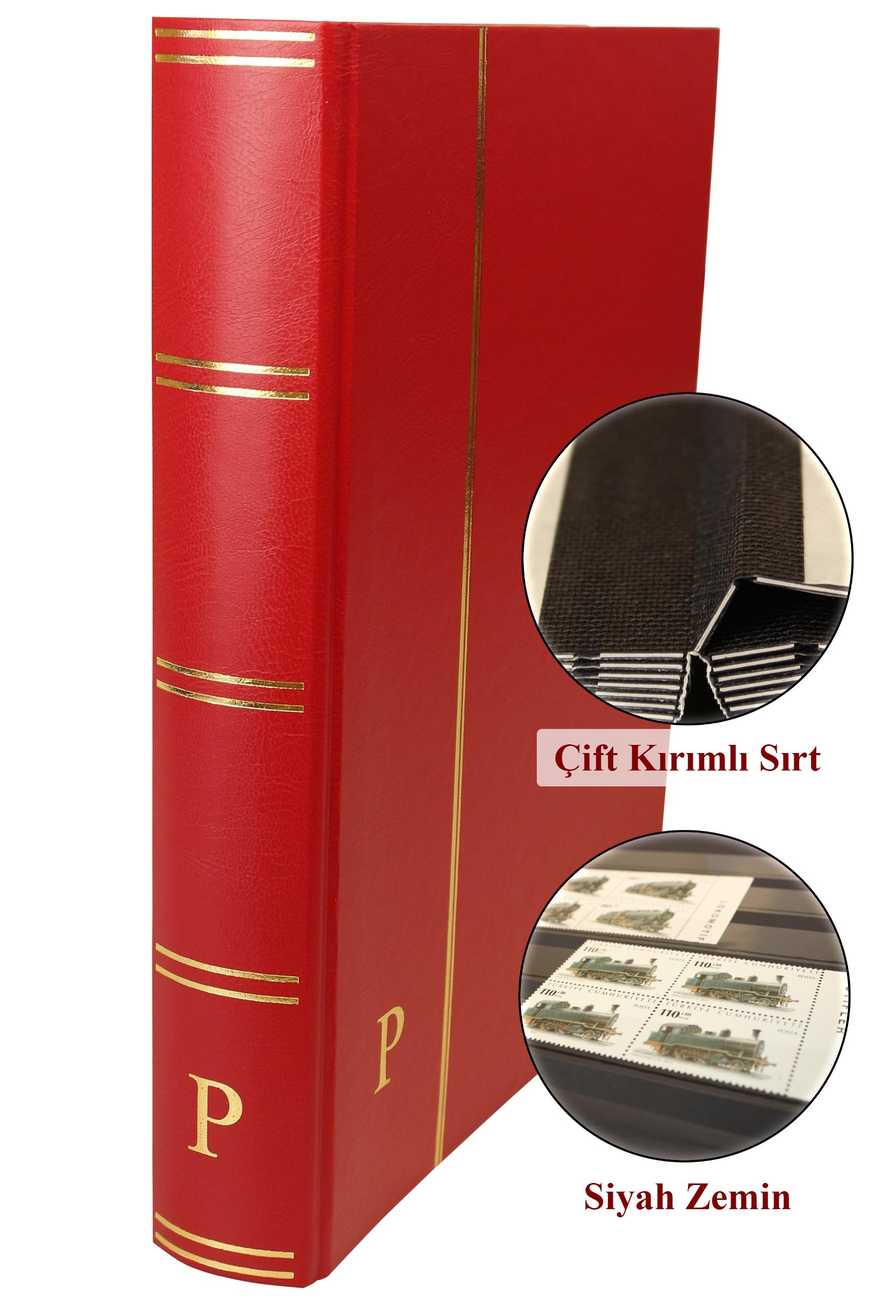 Pulko History 1970 Pul Defteri Klasik, 32 Yaprak, 64 Sayfa, A4+, Siyah Zemin, Kırmızı PH-273318