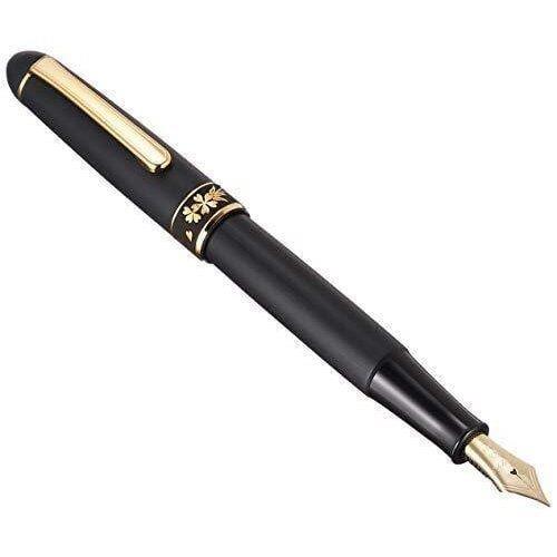 Platinum Dolma Kalem 3776 Century Black Black Sakura Cherry Blossom 18K Altın Uç F 