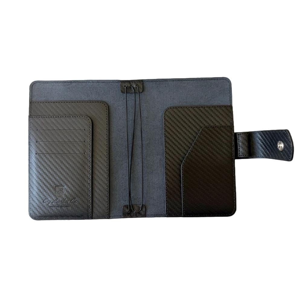 Eng Leather Saffiano Deri Koleksiyonu  A6 Defter & Kalem Çantası Carbon Black