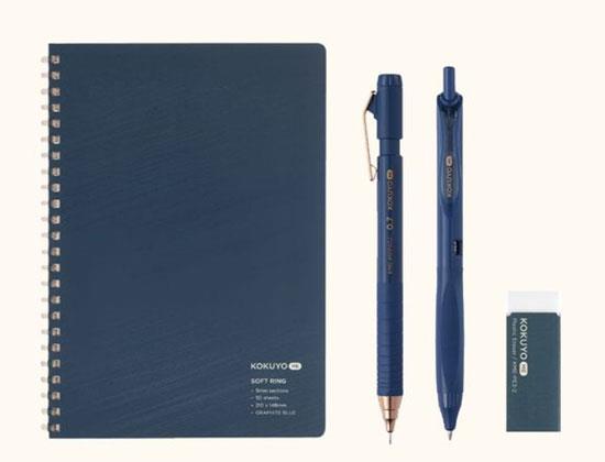 Kokuyo Me Soft Ring A5 Kareli Defter Graphite Blue
